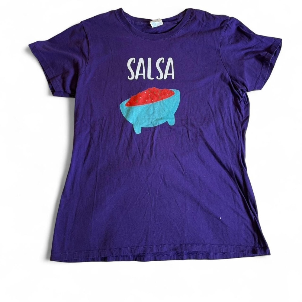Salsa Graphic T-Shirt Purple Cotton Foodie Tee Ladies‎ Large